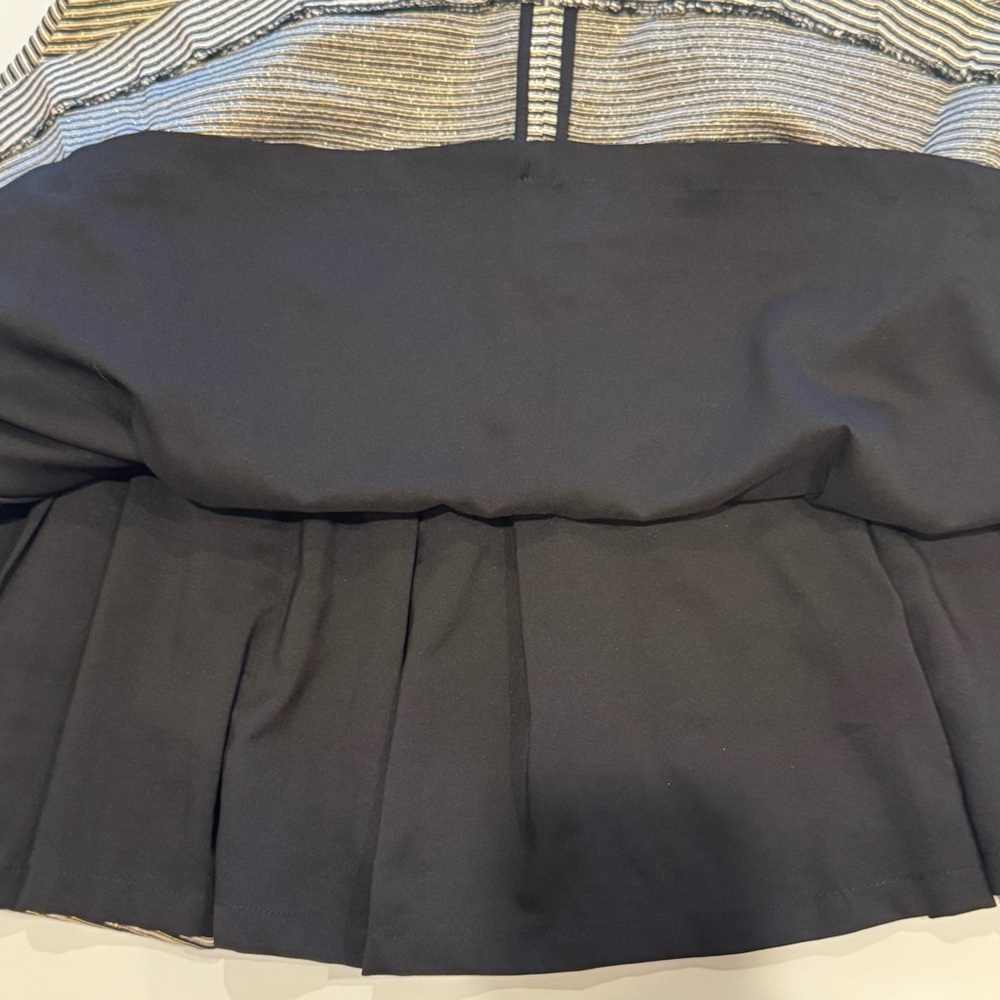 Jennifer Chun Pleated Silk Blend Gold Black White Skirt w/ Pockets Size 4 - Picture 13 of 16